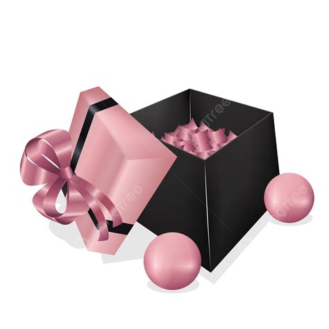 Gambar Kotak Kado 3d Ukuran Besar Hitam Dengan Pita Pink Kotak Hadiah 3d Kotak Hadiah 3d Png