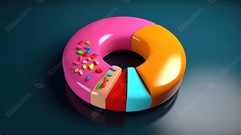 Pie Chart In The Form Of A Donut On A 3d Blue Powerpoint Background For