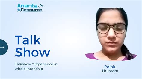 Palak Hr Intern Talkshow Ananta Resource Youtube