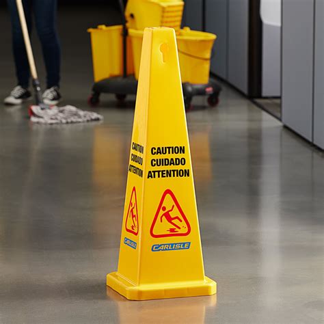 Carlisle 3694104 36 Yellow Multilingual Wet Floor Caution Cone