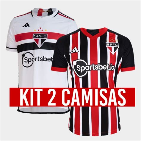 Kit Camisa Do São Paulo 2023 2024 Branca Listrada 2 Camisas