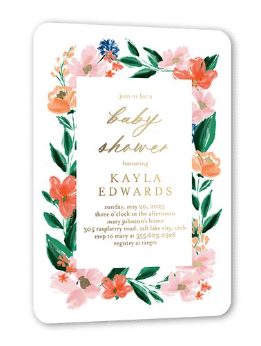 Flowered Frame 5x7 Personalized Foil Card By Yours Truly Shutterfly