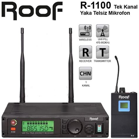 Roof R1100 Uhf Telsiz Kablosuz Yaka Mikrofonu