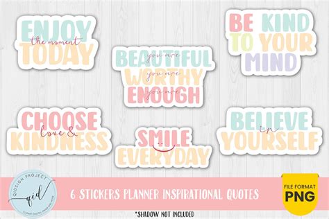 6 Stickers Planner Inspirational Quotes Graphic by qidsign project ...