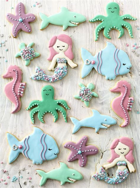 Under The Sea Cookies Recipe In 2020 Mermaid Cookies Sugar Cookie Royal Icing Turtle Cookies