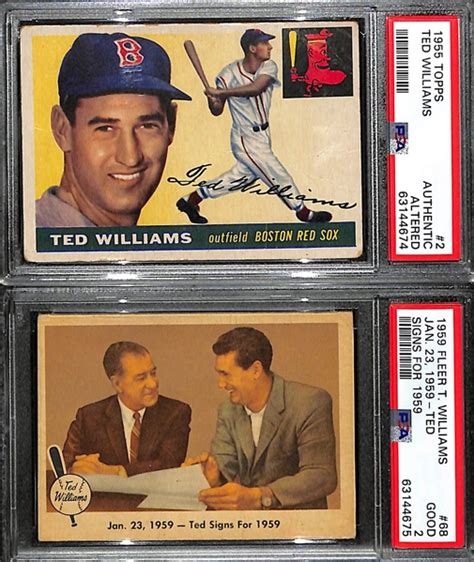 Lot Detail Ted Williams Lot Topps Psa Authentic Altered