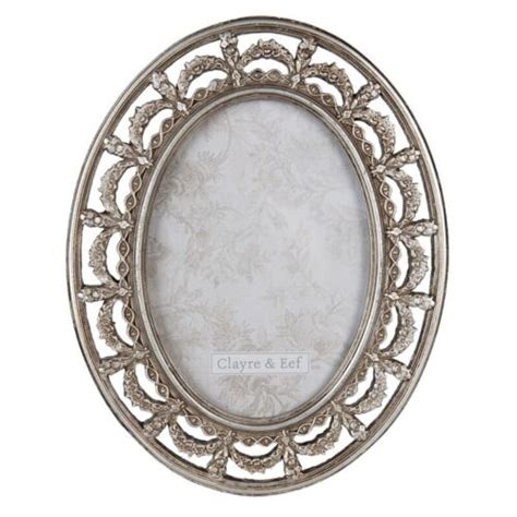 Clayre Eef Bilderrahmen Fotorahmen Oval Silber 13x18cm Landhaus