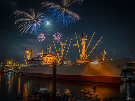 Wallpaper Night Reflection Fireworks Evening Hamburg Event