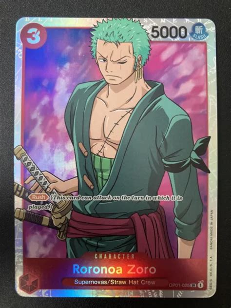 CARTE ONE PIECE Roronoa Zoro Super Rare OP01 025 SR 4 OP01 NEUF FR