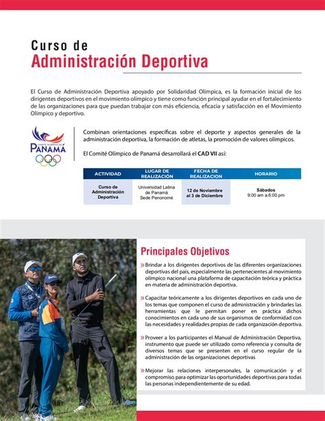 Brochure Curso Administración Deportiva Interior COPANAMA