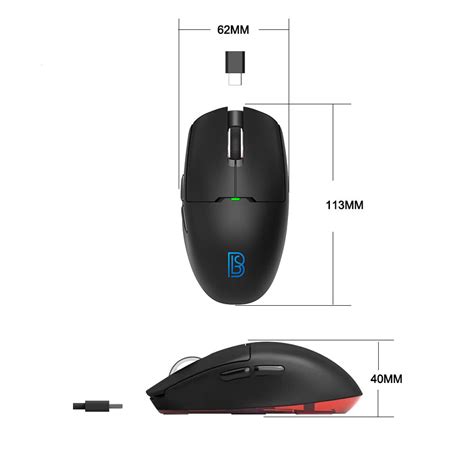 45g Lightweight Rgb Gaming Mouse 3 Mode Wired + Wireless 2.4g+bt Up To ...