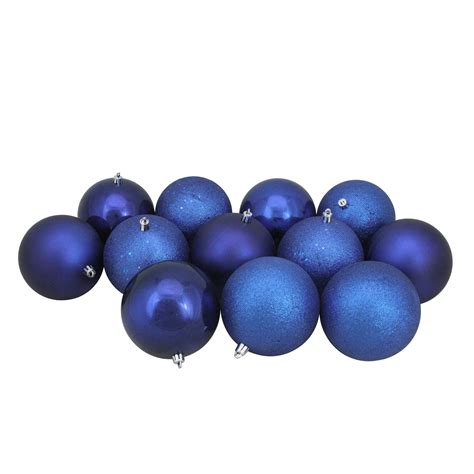 Northlight 12ct Shatterproof 4 Finish Christmas Ball Tree Ornament Set 4 Blue