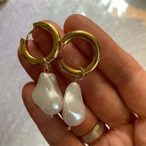 Jewelry Chunky 18k Gold Pearl Earrings Poshmark