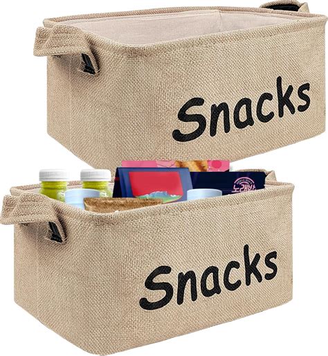 Amazon 2 PCS Snack Organizer For Pantry Durable Burlap Snack