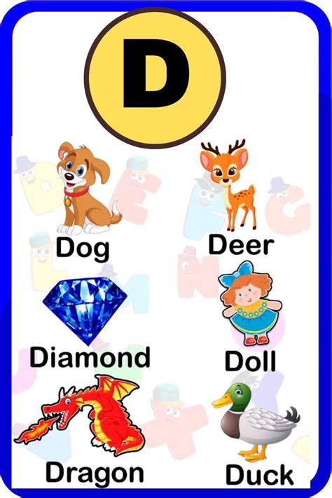 Words That Start With D D Words For Kids D Words Alphabet