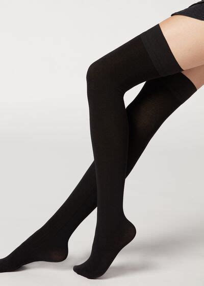 Bas Thermiques Autofixants Avec Cachemire Thigh High Tights Black