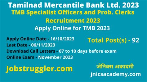 TMB Specialist Officer Recruitment 2023 Jobstruggler