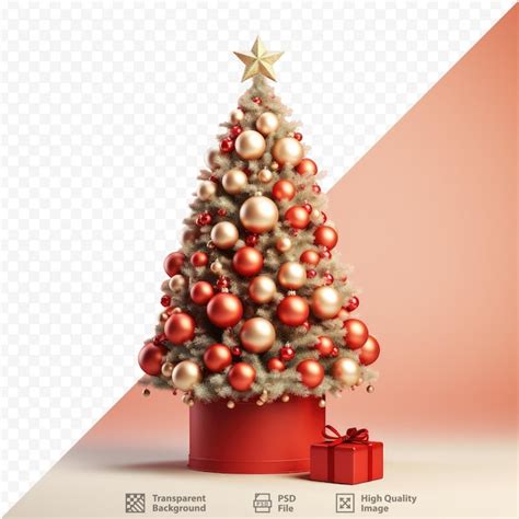 Decorações vermelhas em fundo transparente para árvore de natal PSD