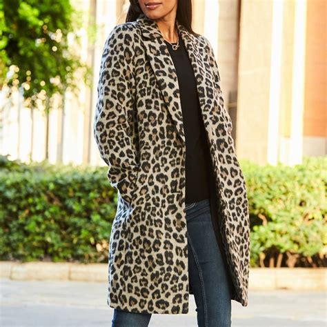 Leopard Print Wool Blend Coat BrandAlley