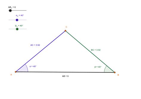 Lados de un triángulo dados dos ángulos y el lado común GeoGebra