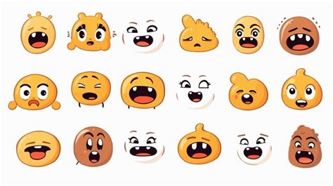 Emoticones Bonitos Dibujados A Mano Con Diferentes Emociones Vector