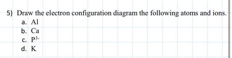 Solved 5) Draw the electron configuration diagram the | Chegg.com