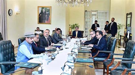 Caretaker Prime Minister Anwaar Ul Haq Kakar Chairs A Meeting To Review