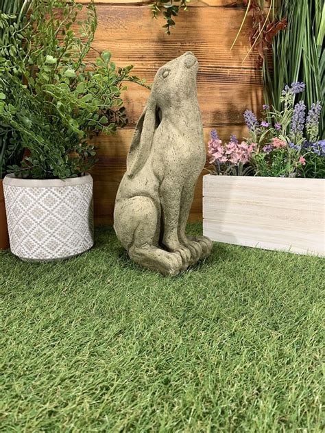 Stone Garden Moon Gazing Hare Ornament Etsy Uk