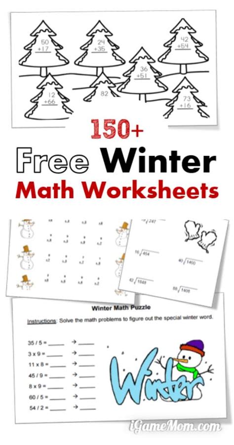 150 Free Winter Math Printable Worksheets