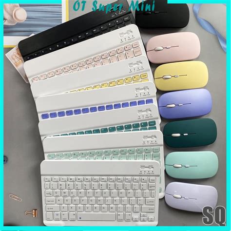 Conjunto De Mouse Sem Fio Bluetooth Teclado Colorido Polegadas Para