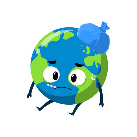 Sad Unhealthy Earth Sick Mascot Character Illustration 6793350 Vector