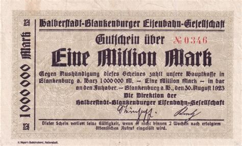 Weimarer Republik Reichsbahn Million Mark Halberstadt