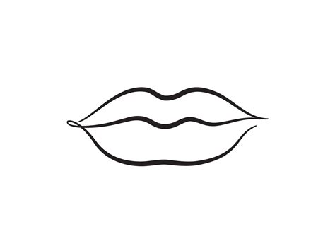 Lips Female Sexy Red Lips Line Drawn Illustration Beautiful Woman