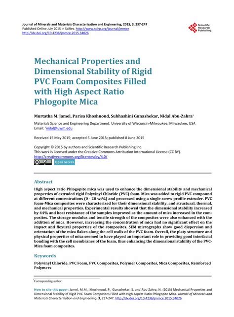 PDF Mechanical Properties And Dimensional Stability Of Rigid