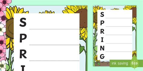 Spring Acrostic Poem Template K 5 Ela Resources Twinkl