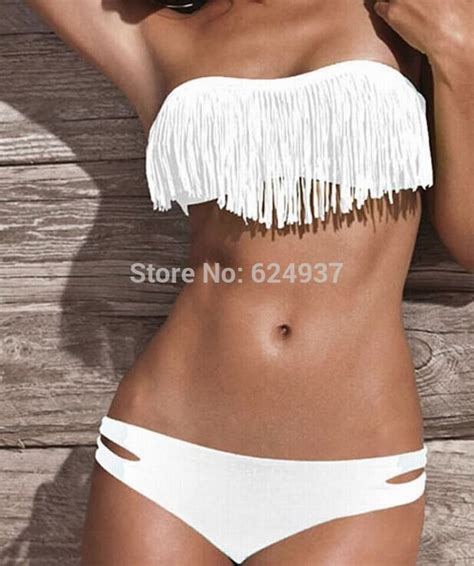 Wholesale White Sexy Tassel Bikini Set Fashion Vintage