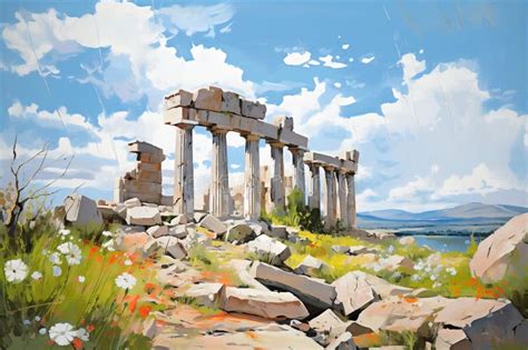 Landscape with the Ruins of an Ancient Temple. Oil Painting in ...