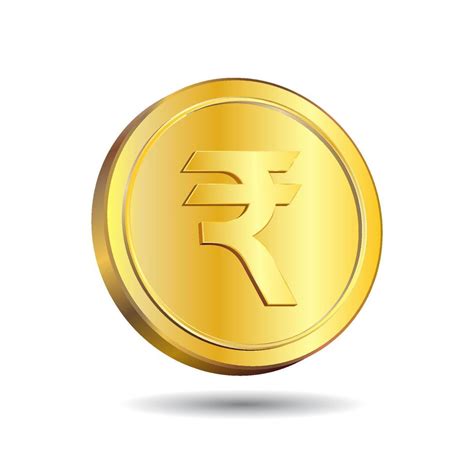 D Vector Illustration Of Gold Rupee Coin Isolated In White Color