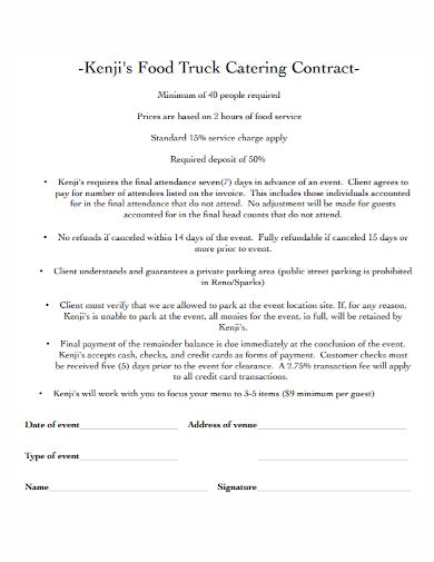 FREE 10 Food Truck Catering Contract Samples In PDF