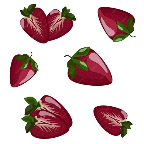 Premium Vector Bright Juicy Strawberries Vector Illustration