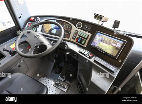 Interior view of a fuel cell-powered bus at a hydrogen filling station in Jiading district of ...