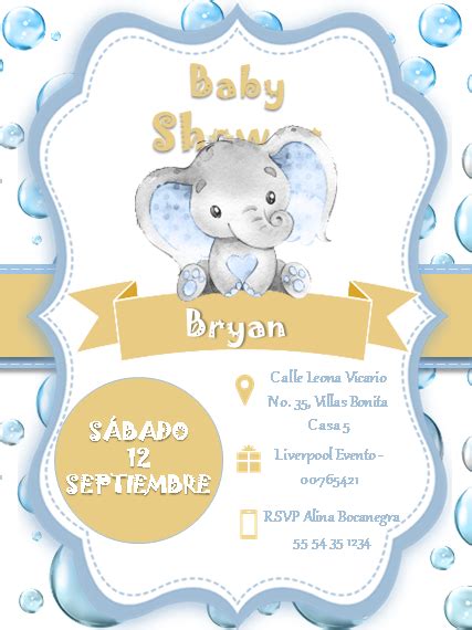 Invitaciones Baby Shower Niño 【powerpoint Canva】plantillas