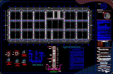 Plano De Cimentacion De Un Colegio En Autocad Cad Kb Bibliocad