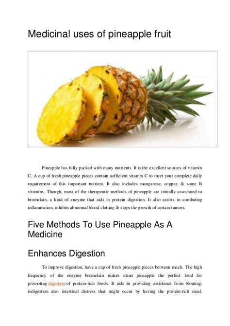 Medicinal uses of pineapple fruit