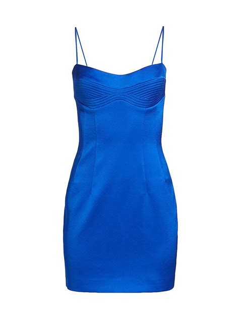 Rasario Satin Mini Sheath Dress Cobalt Blue Editorialist