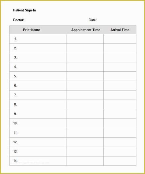 Patient Sign In Sheet Template Hot Sex Picture