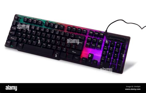 Modern mechanical RGB keyboard isolated on white Stock Photo - Alamy