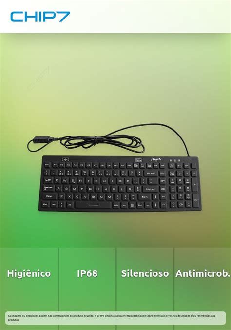 Teclado Lifetech Silicone Higienizável Lavável USB Preto CHIP7