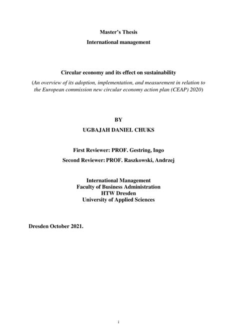 Pdf Circular Economy And Its Effect On Sustainability An Overview Of