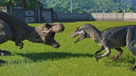 Jurassic World Evolution T Rex Vs Allosaurus Gameplay Ps4 Hd [1080p60fps] Youtube